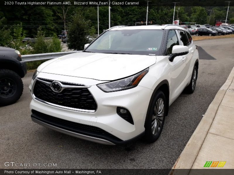 Blizzard White Pearl / Glazed Caramel 2020 Toyota Highlander Platinum AWD