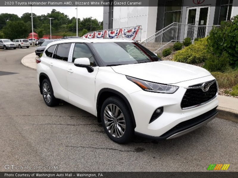 Blizzard White Pearl / Glazed Caramel 2020 Toyota Highlander Platinum AWD