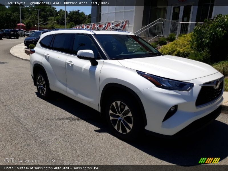 Blizzard White Pearl / Black 2020 Toyota Highlander XLE AWD
