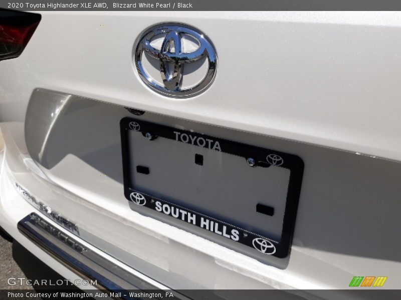 Blizzard White Pearl / Black 2020 Toyota Highlander XLE AWD