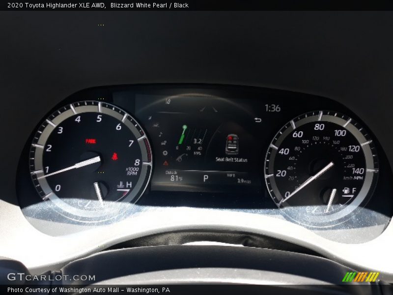 Blizzard White Pearl / Black 2020 Toyota Highlander XLE AWD