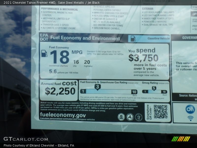 Satin Steel Metallic / Jet Black 2021 Chevrolet Tahoe Premier 4WD