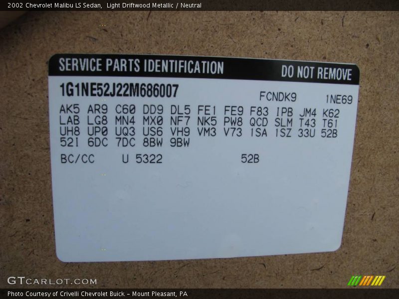 Light Driftwood Metallic / Neutral 2002 Chevrolet Malibu LS Sedan