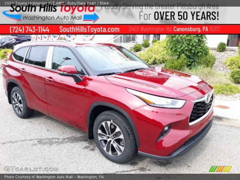 Ruby Flare Pearl / Black 2020 Toyota Highlander XLE AWD