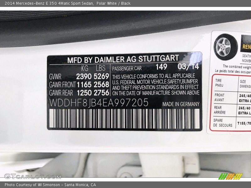 Polar White / Black 2014 Mercedes-Benz E 350 4Matic Sport Sedan