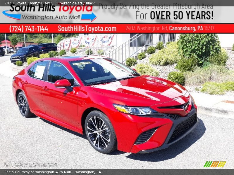 Supersonic Red / Black 2020 Toyota Camry SE AWD