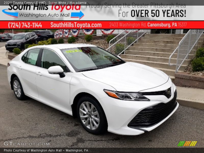 Super White / Macadamia 2020 Toyota Camry LE AWD