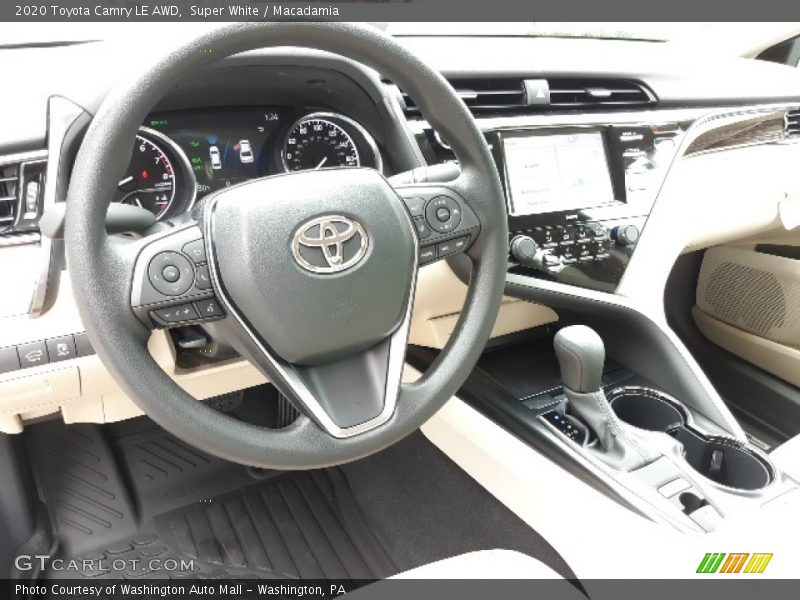 Super White / Macadamia 2020 Toyota Camry LE AWD