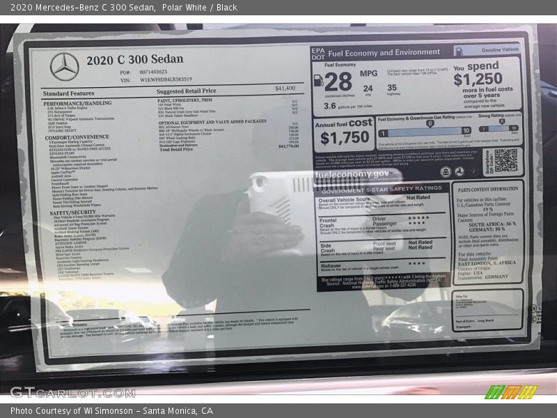 Polar White / Black 2020 Mercedes-Benz C 300 Sedan