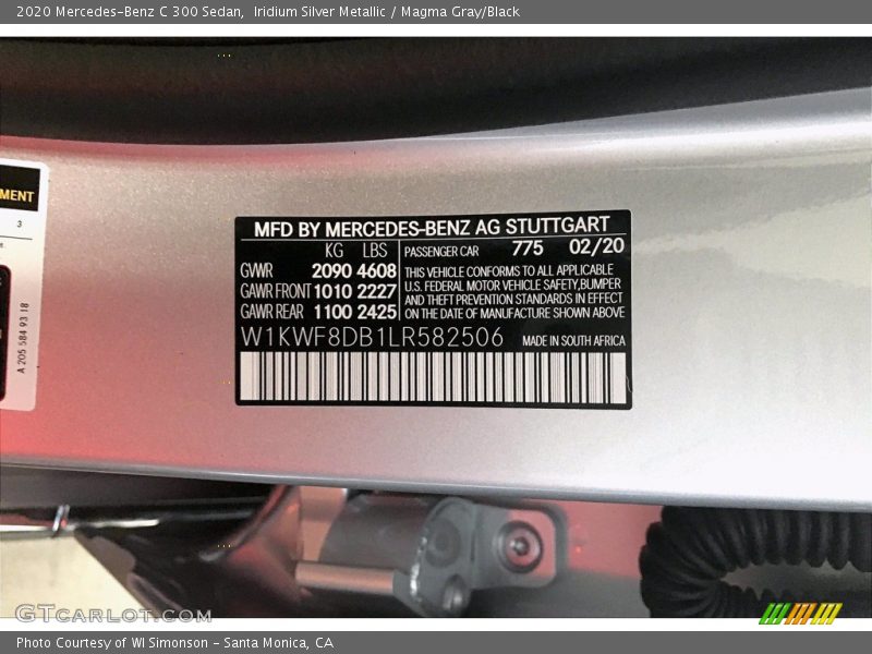 Iridium Silver Metallic / Magma Gray/Black 2020 Mercedes-Benz C 300 Sedan