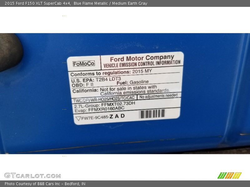 Blue Flame Metallic / Medium Earth Gray 2015 Ford F150 XLT SuperCab 4x4
