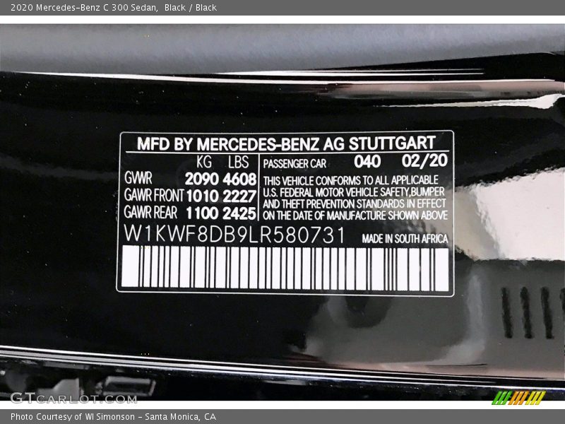 Black / Black 2020 Mercedes-Benz C 300 Sedan