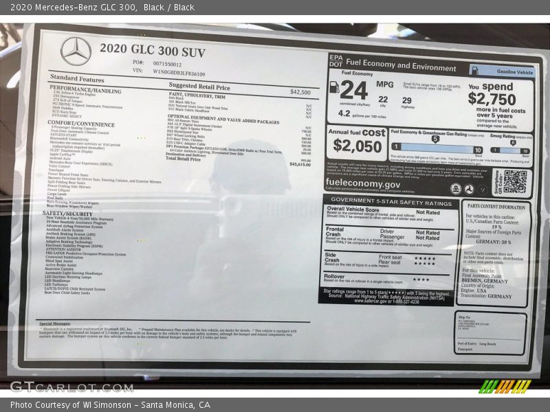 Black / Black 2020 Mercedes-Benz GLC 300