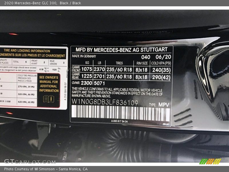Black / Black 2020 Mercedes-Benz GLC 300