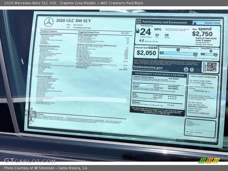 Graphite Grey Metallic / AMG Cranberry Red/Black 2020 Mercedes-Benz GLC 300