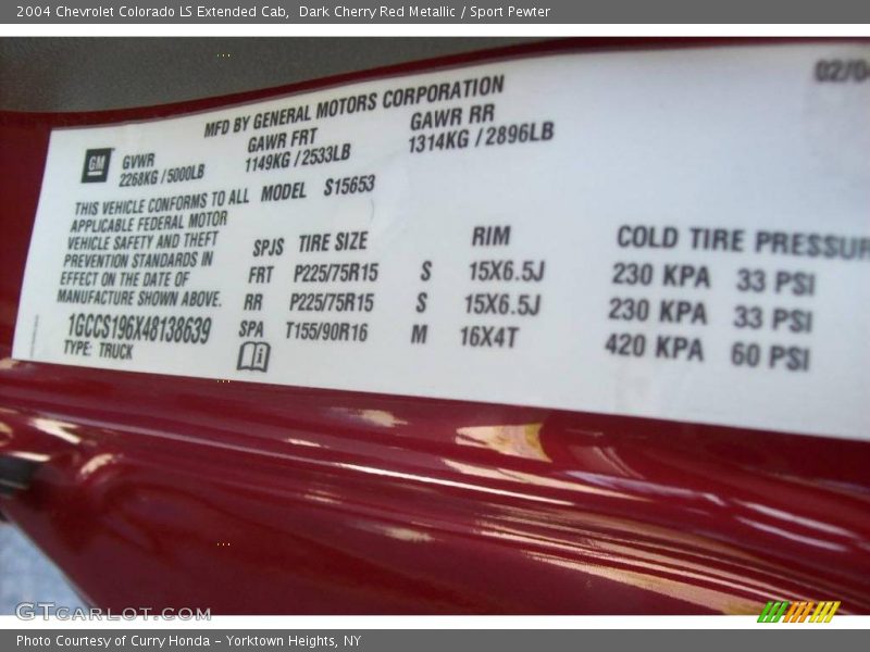 Dark Cherry Red Metallic / Sport Pewter 2004 Chevrolet Colorado LS Extended Cab