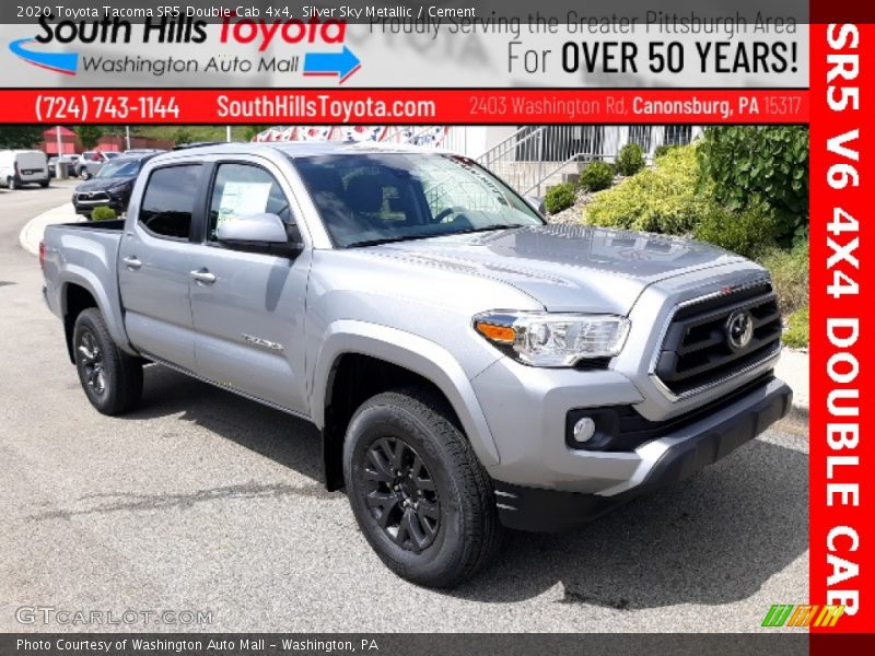 Silver Sky Metallic / Cement 2020 Toyota Tacoma SR5 Double Cab 4x4