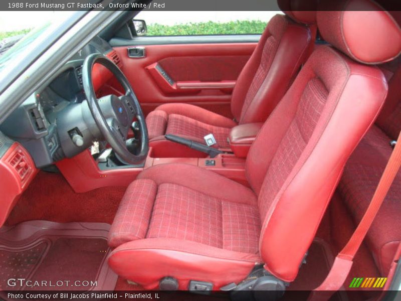 Oxford White / Red 1988 Ford Mustang GT Fastback