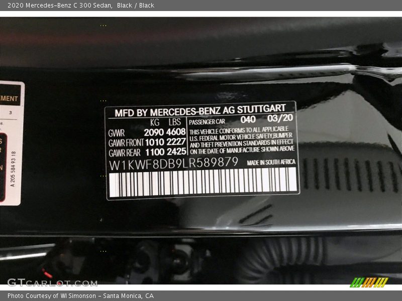 Black / Black 2020 Mercedes-Benz C 300 Sedan