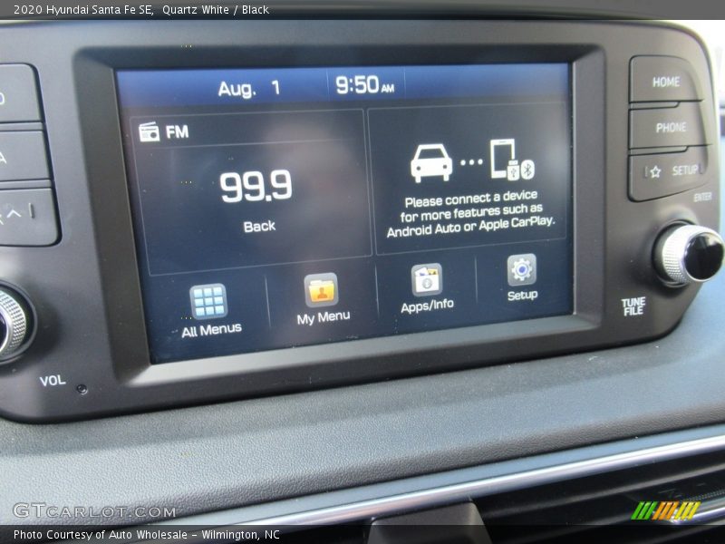 Quartz White / Black 2020 Hyundai Santa Fe SE