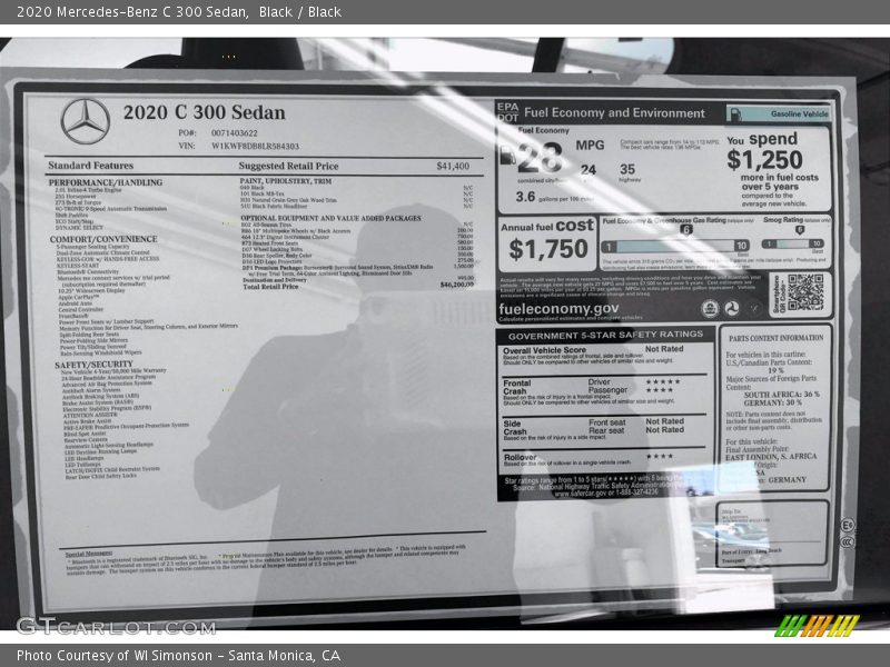 Black / Black 2020 Mercedes-Benz C 300 Sedan