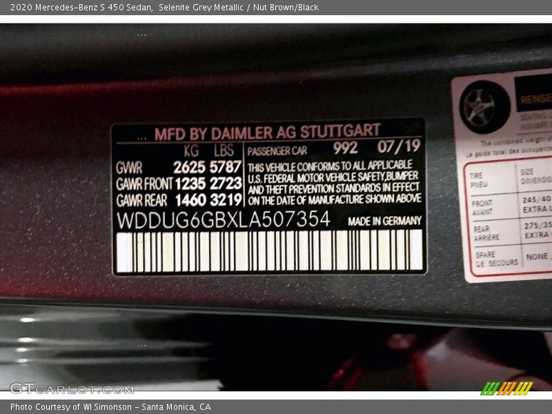 Selenite Grey Metallic / Nut Brown/Black 2020 Mercedes-Benz S 450 Sedan