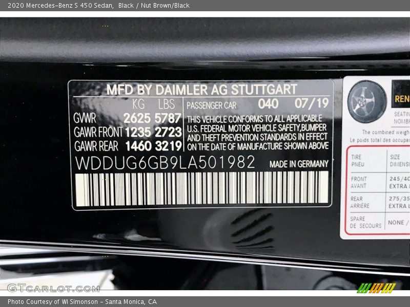 Black / Nut Brown/Black 2020 Mercedes-Benz S 450 Sedan