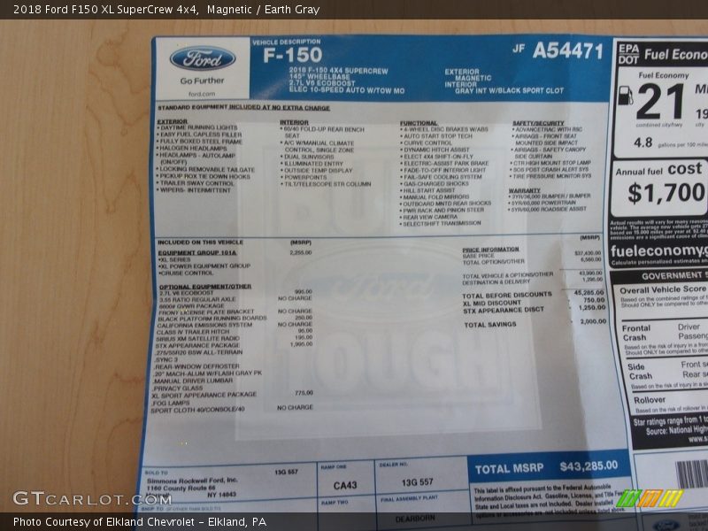 Magnetic / Earth Gray 2018 Ford F150 XL SuperCrew 4x4