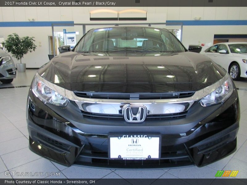 Crystal Black Pearl / Black/Gray 2017 Honda Civic LX Coupe