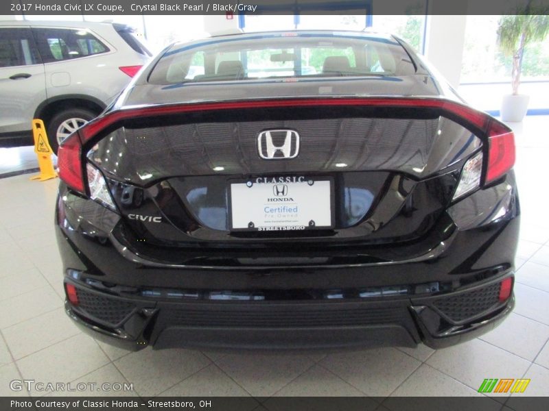 Crystal Black Pearl / Black/Gray 2017 Honda Civic LX Coupe