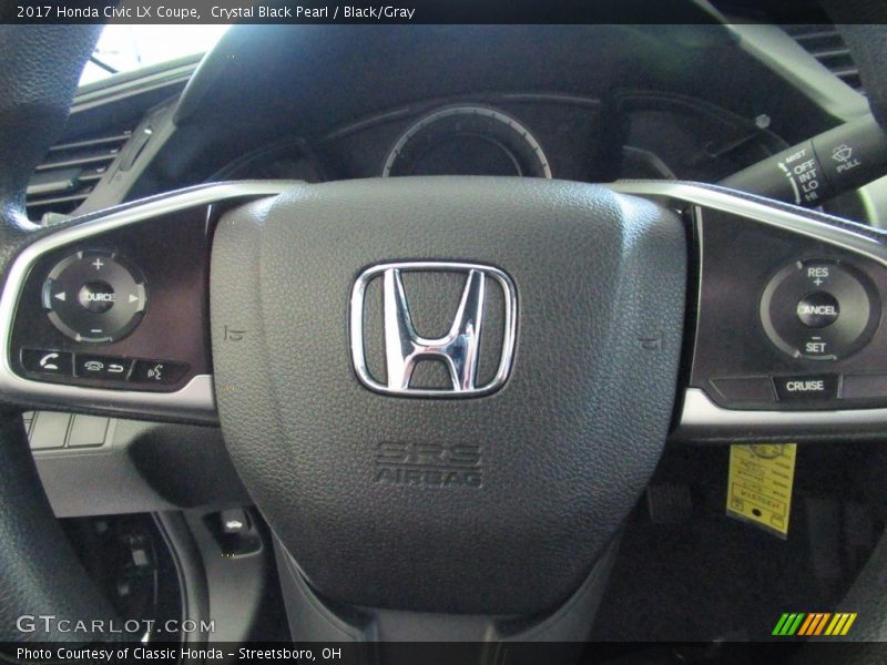Crystal Black Pearl / Black/Gray 2017 Honda Civic LX Coupe