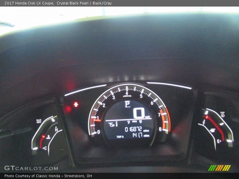 Crystal Black Pearl / Black/Gray 2017 Honda Civic LX Coupe