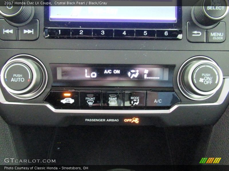 Crystal Black Pearl / Black/Gray 2017 Honda Civic LX Coupe