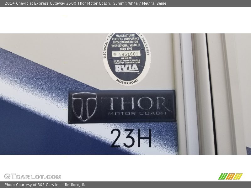 Info Tag of 2014 Express Cutaway 3500 Thor Motor Coach