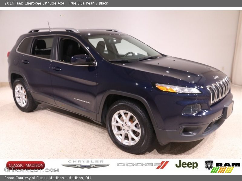 True Blue Pearl / Black 2016 Jeep Cherokee Latitude 4x4