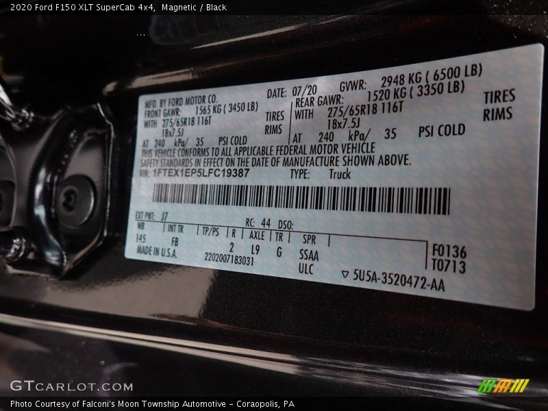 Magnetic / Black 2020 Ford F150 XLT SuperCab 4x4