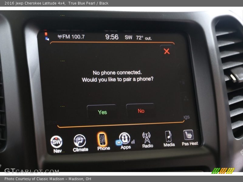 True Blue Pearl / Black 2016 Jeep Cherokee Latitude 4x4
