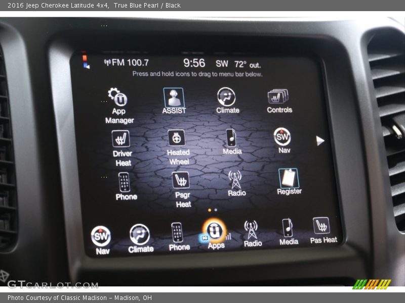 True Blue Pearl / Black 2016 Jeep Cherokee Latitude 4x4