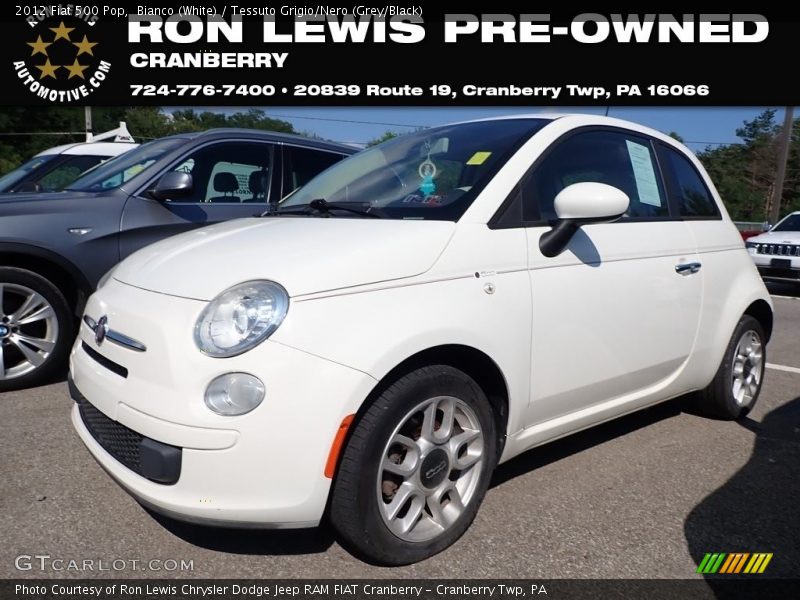 Bianco (White) / Tessuto Grigio/Nero (Grey/Black) 2012 Fiat 500 Pop