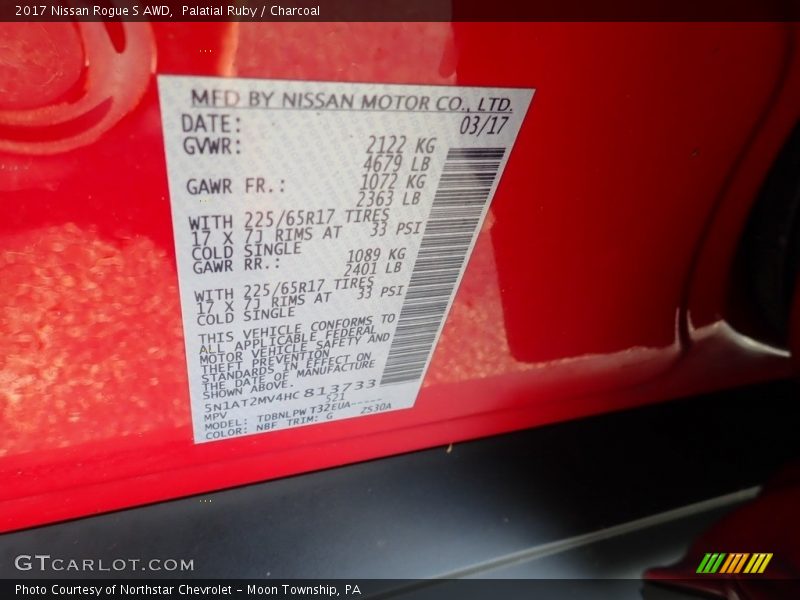 Palatial Ruby / Charcoal 2017 Nissan Rogue S AWD