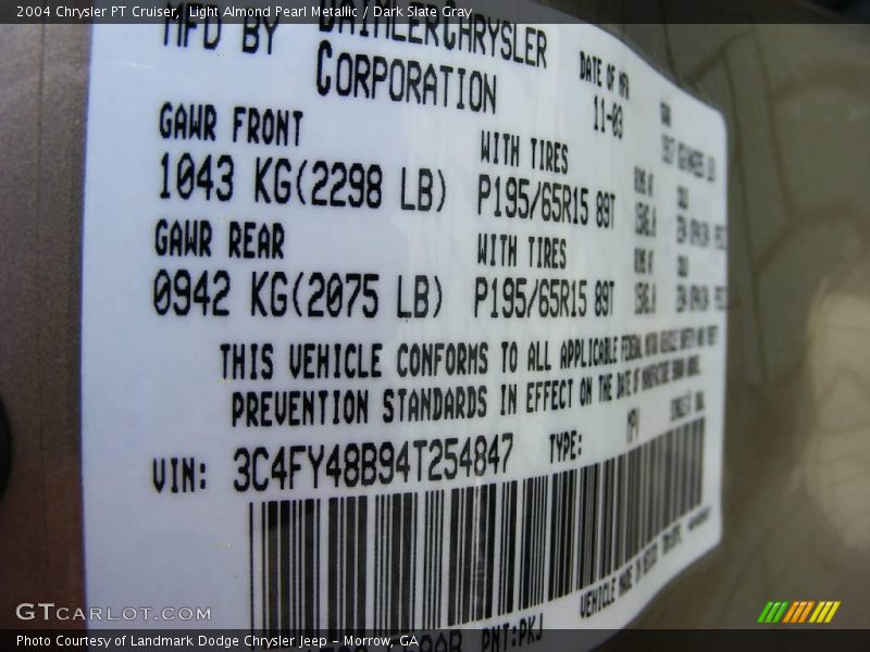 Light Almond Pearl Metallic / Dark Slate Gray 2004 Chrysler PT Cruiser