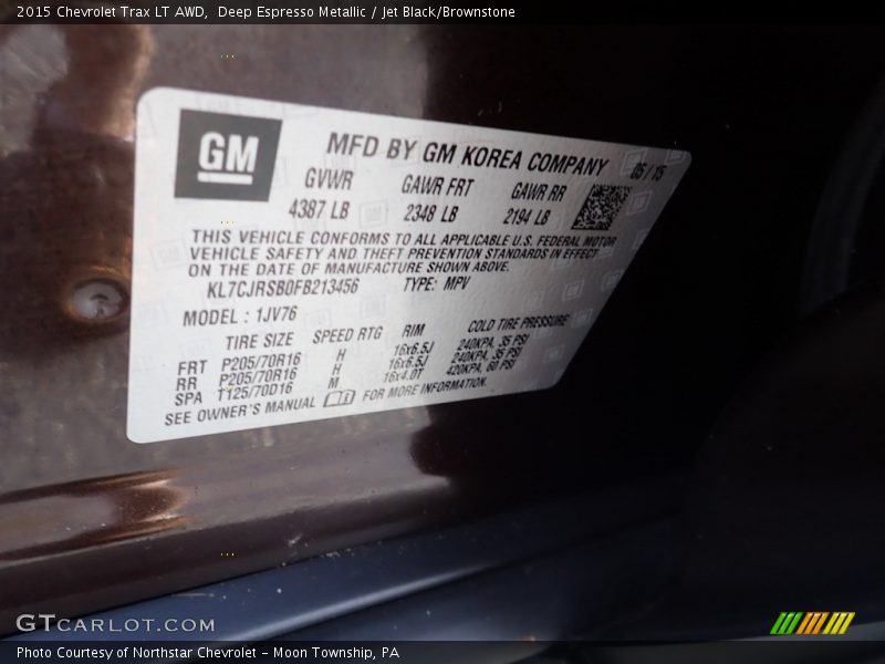 Deep Espresso Metallic / Jet Black/Brownstone 2015 Chevrolet Trax LT AWD
