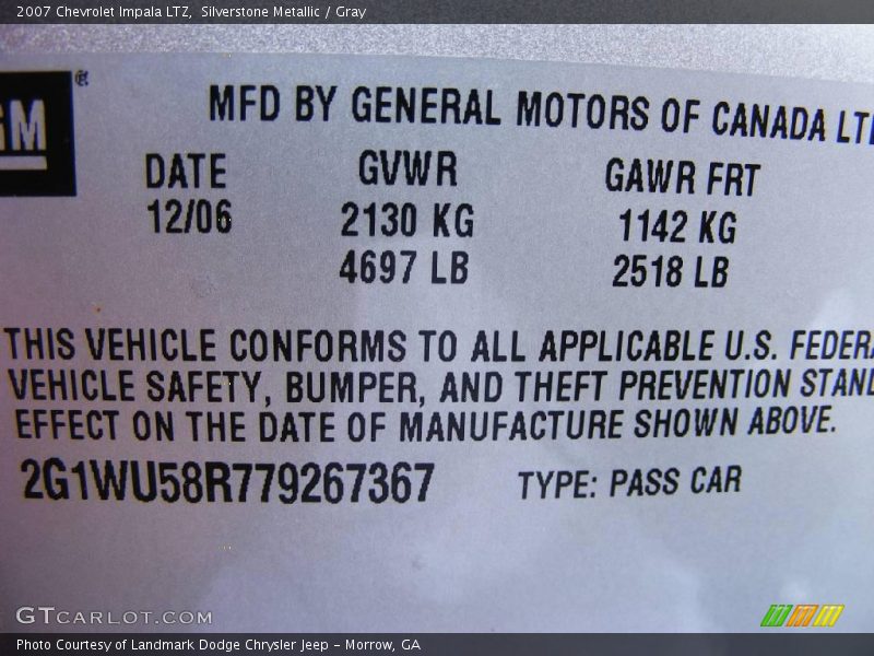 Silverstone Metallic / Gray 2007 Chevrolet Impala LTZ