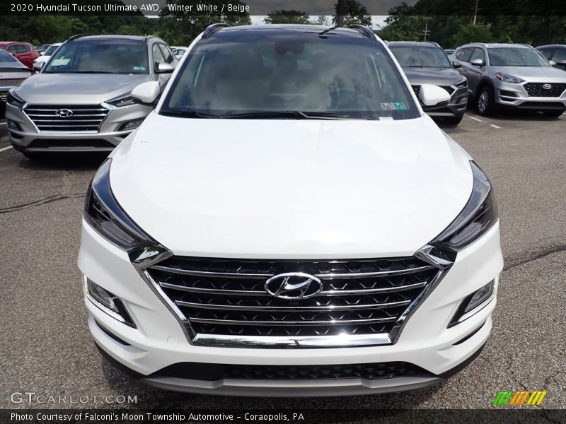 Winter White / Beige 2020 Hyundai Tucson Ultimate AWD