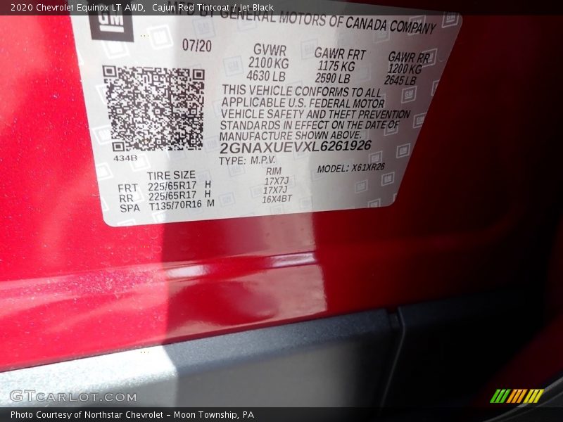 Cajun Red Tintcoat / Jet Black 2020 Chevrolet Equinox LT AWD