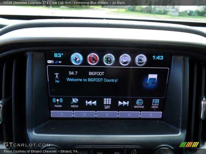 Centennial Blue Metallic / Jet Black 2018 Chevrolet Colorado Z71 Crew Cab 4x4