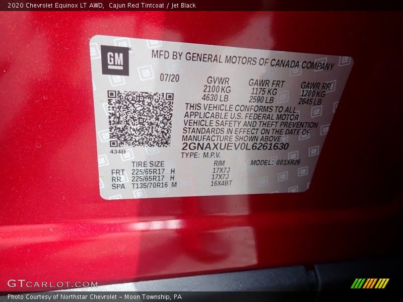 Cajun Red Tintcoat / Jet Black 2020 Chevrolet Equinox LT AWD