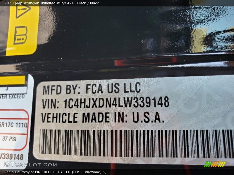 Black / Black 2020 Jeep Wrangler Unlimited Willys 4x4