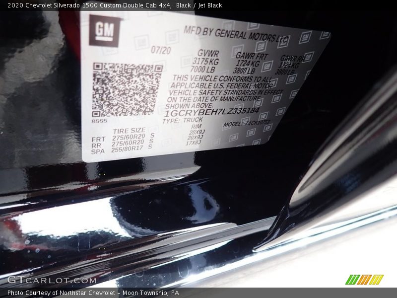 Black / Jet Black 2020 Chevrolet Silverado 1500 Custom Double Cab 4x4