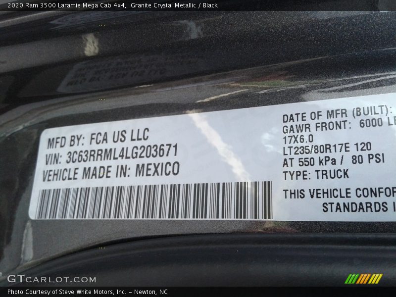Granite Crystal Metallic / Black 2020 Ram 3500 Laramie Mega Cab 4x4